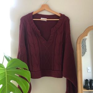 Urban Outfitters Haze notch neck cable knit cropped sweater.